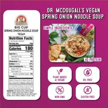 Dr. McDougall's Spring Onion Noodle Soup - Gluten Free and Vegan Ramen Noodles - Instant Ramen Noodle Cups - Vegetarian Ramen Soup - Instant Noodles - 1.9 Ounces - Pack of 6