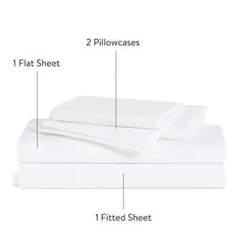 Brooklinen Luxury Percale 4 Piece Sheet Set - 100% Cotton, Queen Size in White - 1 Fitted Sheet, 1 Flat Sheet, 2 Pillowcases | Best Sheets for Hot Sleepers