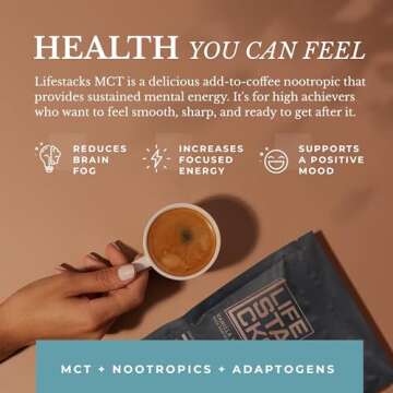 LIFESTACKS Vanilla MCT Oil Powder to Boost Energy & Focus - Nootropics + Adaptogens for an Elevated ...