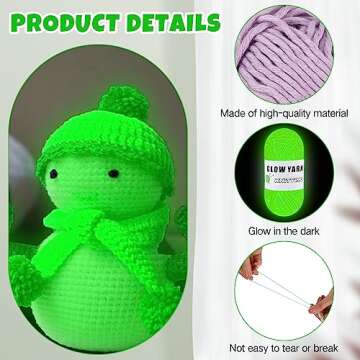 Timgle 36 Rolls Glow in The Dark Yarn Multi Color Luminous Crochet Yarn for Crocheting DIY Glow Yarn Thread Knitting Shining Glowing Yarn for Arts Sewing Thread Crafts Party Supplies, 58 yd Per Roll