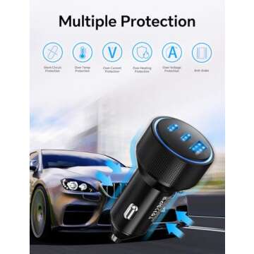72W Fast USB C Car Charger for iPhone 15/16