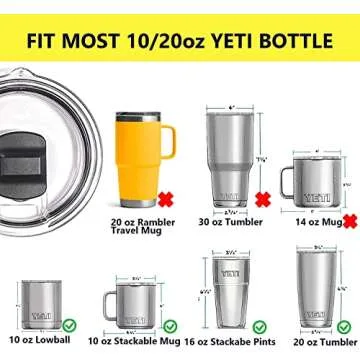 VOTENA 20 oz Tumbler Lid for YETI Cups with Magnetic Slider