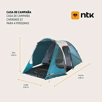 NTK Indy GT 5 to 6 Person Tent for Camping and Hiking| Lightweight & Portable | 100% Waterproof Dome & Breathable Mesh | 3 Season Outdoor Tent| High Performance Family Tent.