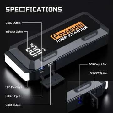 Povasee 4000A Reliable Car Jump Starter for All Vehicles