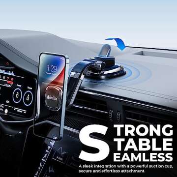 BESTRIX Phone Holder for Car, Magnetic Car Phone Mount | Dashboard Car Phone Holder Compatible with iPhone 15, 14,13,12,11Pro,Xr,XS Pro MAX Galaxy S24 23 22 21 20 Ultra Note S8 S9 S10 & All Smartphone