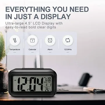Digital Alarm Clock with Night Light Temperature Display
