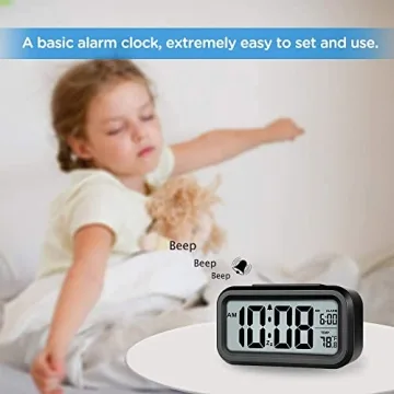 Digital Alarm Clock with Night Light Temperature Display