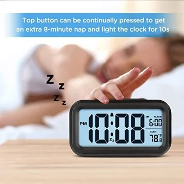 Digital Alarm Clock with Night Light Temperature Display