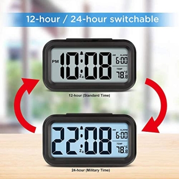 Digital Alarm Clock with Night Light Temperature Display