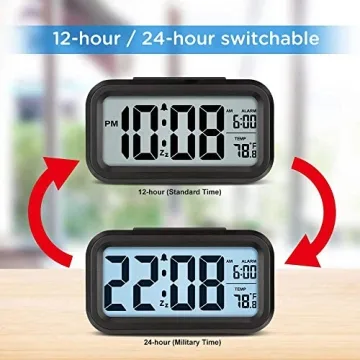 Digital Alarm Clock with Night Light Temperature Display