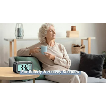 Digital Alarm Clock with Night Light Temperature Display