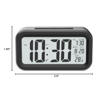 Digital Alarm Clock with Night Light Temperature Display