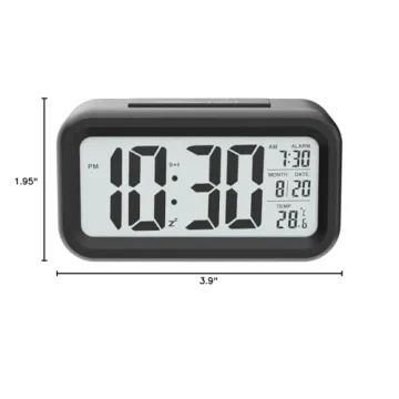 Digital Alarm Clock with Night Light Temperature Display