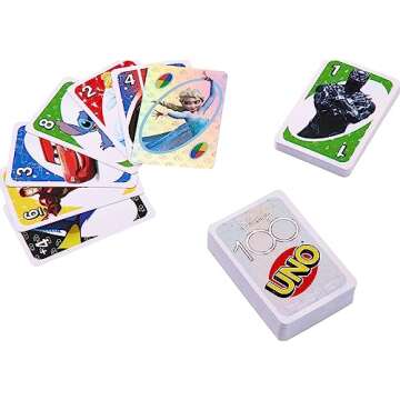 Mattel Games UNO Disney 100 Card Game in Storage & Travel Tin for Kids, Adults & Family Night, Collectible Game