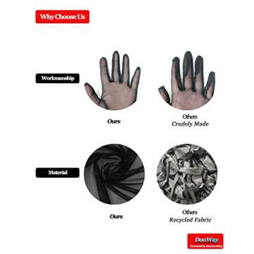 DooWay Black Long Mesh Gloves Women Touchscreen 20" Stretchy Sexy Sheer Gloves for Evening Halloween...