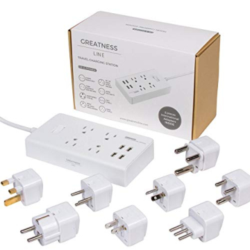 GR-8 Power Compact & Slim Travel Charging Station - International Power Adapter - Surge Protector - ...