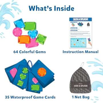Skillmatics Seek & Splash & Seek & Splash Number Dive Underwater Search and Find Game, Perfect for Swimming Pool & Summer Fun for Kids, Gifts for Boys & Girls Ages 6, 7, 8, 9 & Up