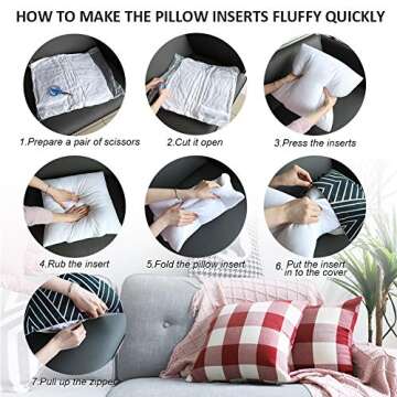 HIPPIH 20 x 20 Inch Pillow Inserts (Set of 2), Decorative Throw Pillow Inserts, Hypoallergenic Square Pillow Form Insert with Zips, Upgraded
