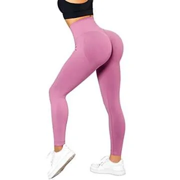 SUUKSESS Scrunch Butt Lifting Seamless Leggings for Women Booty High Waisted Workout Yoga Pants (Hot Pink, M)