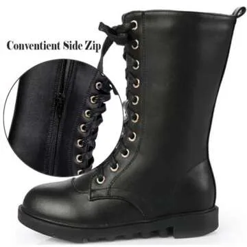 PPXID Waterproof Mid Calf Combat Boots for Kids
