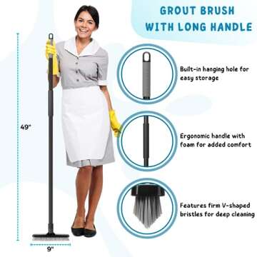 Kefanta Grout Brush - Long Handle 49'' Cleaning Tool