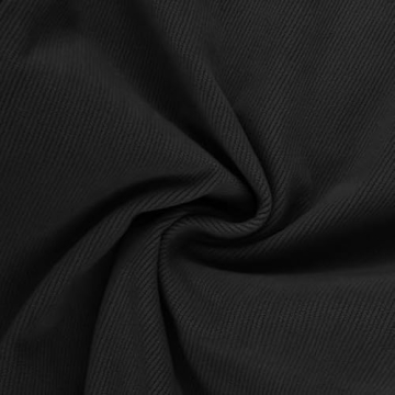 Womens Mid-Rise Corduroy Barrel Pants Elastic Waist Wide Leg Baggy Pants Vintage Trendy Casual Trouser (Black,Small,Small)