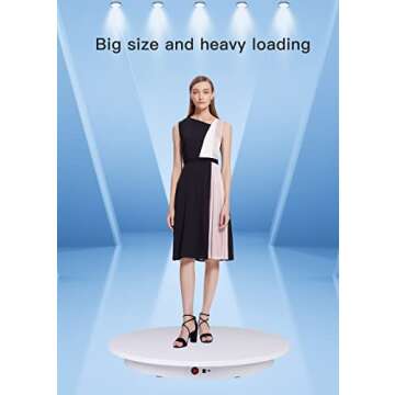 JAYEGT Motorized Rotating Display Stand, 360 Degree Electric Rotating Potography Turntable for Products Display，Live Video Show, Remote Control Angle, Speed (White / 16.5inch /330Lbs Load/Wired)