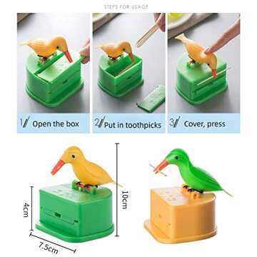 RIJBYWS Bird Toothpick Dispenser，Telescopic Automatic toothpick dispenser，Cute Toothpick holder decoration the kitchen, home,party, fun gifts for children parents