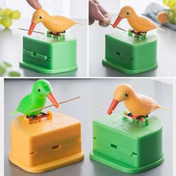 RIJBYWS Bird Toothpick Dispenser，Telescopic Automatic toothpick dispenser，Cute Toothpick holder decoration the kitchen, home,party, fun gifts for children parents
