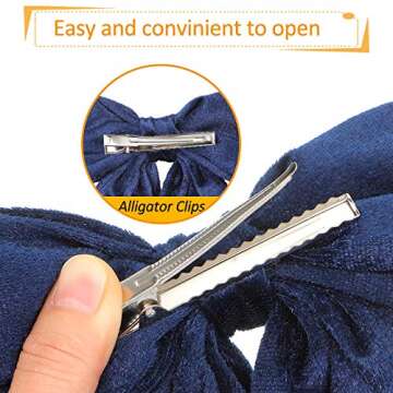 4 Pieces Velvet Hair Bow Hair Clips Big Hair Bow Alligator Hair Barrettes Hair Accessories for Baby Toddlers Girls Women (Red, Green, Black, Navy Blue)