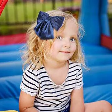 4 Pieces Velvet Hair Bow Hair Clips Big Hair Bow Alligator Hair Barrettes Hair Accessories for Baby Toddlers Girls Women (Red, Green, Black, Navy Blue)