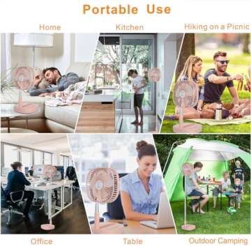 Portable Pedestal Fan - Foldaway Standing Fan Foldable Desk Fan, Use 7200Mah Rechargeable Battery, R...