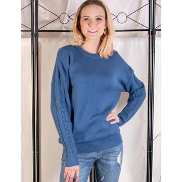 Zeagoo Womens Long Sleeve Cute Sweaters Oversized Drop Shoulder Casual Fashion Solid Cozy Casual Win...
