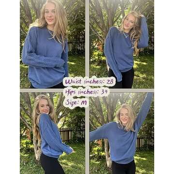 Zeagoo Womens Long Sleeve Cute Sweaters Oversized Drop Shoulder Casual Fashion Solid Cozy Casual Winter Pullover Jumper Tops Blue XXL
