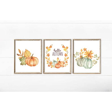 Autumn Decor Watercolor Pumpkin Prints for Home