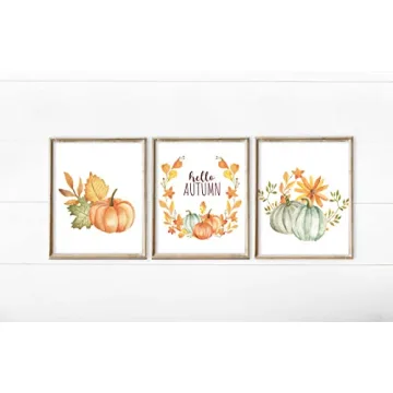 Autumn Decor Watercolor Pumpkin Prints for Home