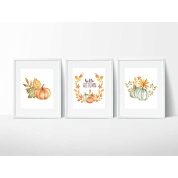 Autumn Decor Watercolor Pumpkin Prints for Home