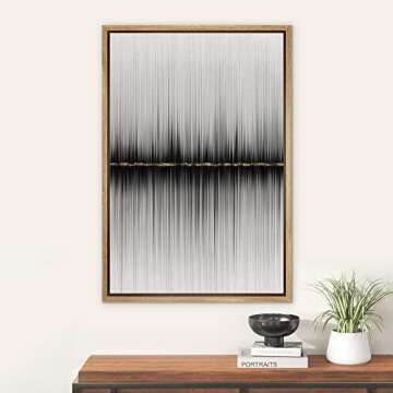 SIGNWIN Framed Canvas Print Wall Art Lines on The Gold Horizon Abstract Wilderness Illustrations Mod...