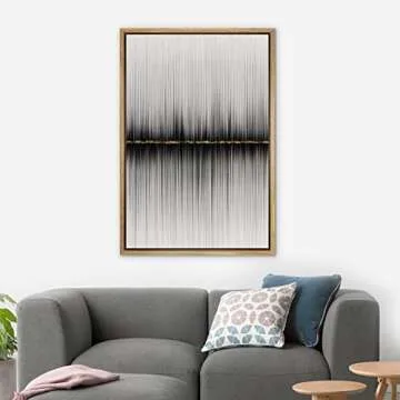 SIGNWIN Framed Canvas Print Wall Art Lines on The Gold Horizon Abstract Wilderness Illustrations Modern Art Modern Scenic Relax/Calm Ultra for Living Room, Bedroom, Office - 24"x36" Natural