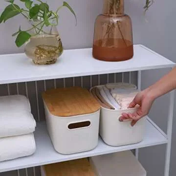 CityLife Storage Bins with Bamboo Lids for Organizing