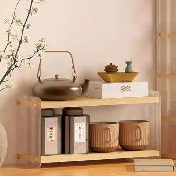 LiTY Coffee Station Organizer 2 Tier Acrylic Home Storage Mugs Hooks for Kitchen Countertops, Coffee Bars, for Placing Mugs, Coffee Beans, Syrup, Cups, Stirrers