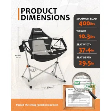 Portable KingCamp Hammock Chair with Adjustable Back
