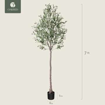 OAKRED Artificial Olive Tree,7FT Tall Fake Plant Faux Olive Plants for Indoor,Natural Fake Tree,Artificial Silk Plants for Office Home Living Room Floor Patio Greening Porch Decor,Set of 1