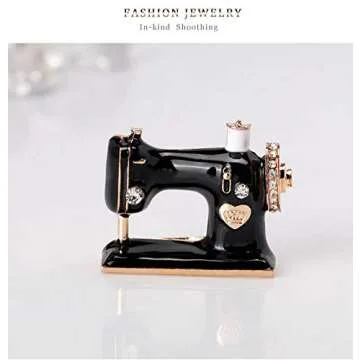 SKZKK Sewing Machine Enamel Lapel Pin Brooch Pins for Women Zinc Alloy Plating Dress Pins Brooch Corsages Scarf Clip Fashion Painted Crystal Jewelry for Women