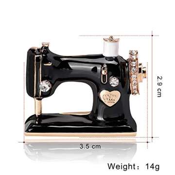 SKZKK Sewing Machine Enamel Lapel Pin Brooch Pins for Women Zinc Alloy Plating Dress Pins Brooch Corsages Scarf Clip Fashion Painted Crystal Jewelry for Women