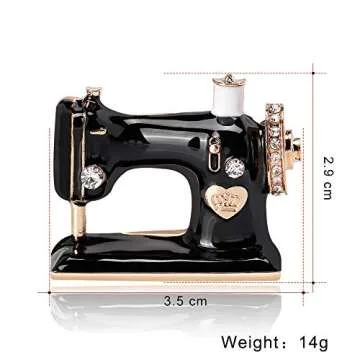 SKZKK Sewing Machine Enamel Lapel Pin Brooch Pins for Women Zinc Alloy Plating Dress Pins Brooch Corsages Scarf Clip Fashion Painted Crystal Jewelry for Women