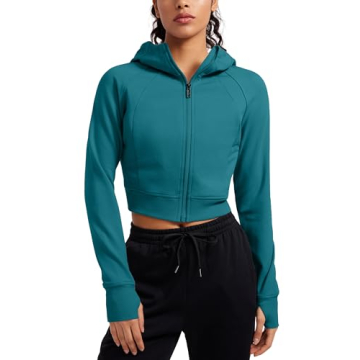 CRZ YOGA Women's Fleece Zip Up Cropped Hoodie - Cozy & Stylish Workout Jacket