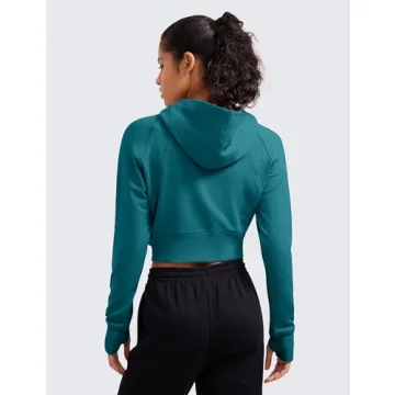 CRZ YOGA Women's Fleece Cropped Hoodie Workout Jacket