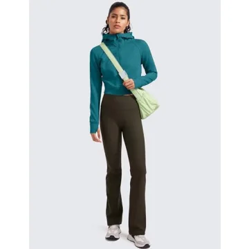 CRZ YOGA Women's Fleece Cropped Hoodie Workout Jacket