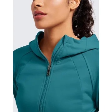 CRZ YOGA Women's Fleece Cropped Hoodie Workout Jacket